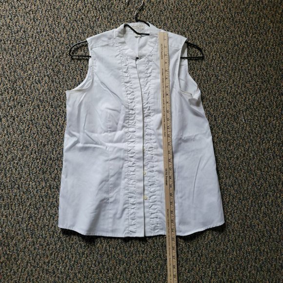 Coldwater Creek White No Iron Pleated Short Sleeve Blouse Size Small - Picture 4 of 9
